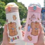Bình Nước 450ml Kèm Ống Hút Họa Tiết Hoạt Hình Cho Bé