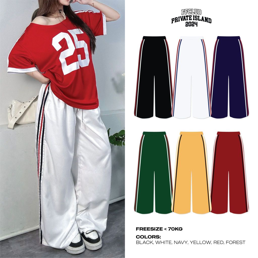 QUẦN PARACHUTE ỐNG RỘNG KAKI JEAN FORM SUÔNG MIX
