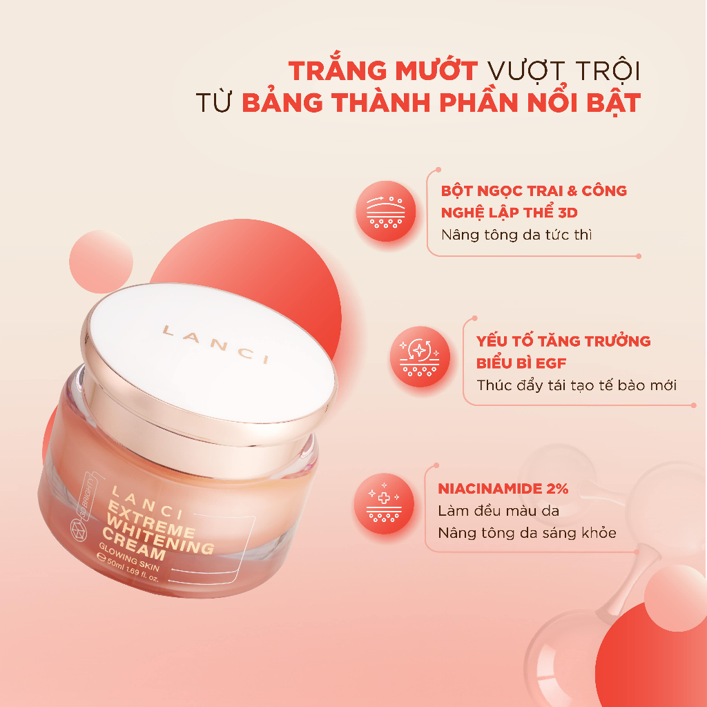 Ảnh Bộ đôi Kem Dưỡng Trắng 50ml và Sữa Rửa Mặt 100g LANCI giúp dưỡng trắng và làm sạch da 4