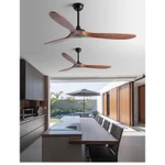 Quạt trần gỗ nguyên khối ba cánh - Quạt điều chỉnh 6 tốc độ,  dành cho gia đình và thương mại — ảnh 1