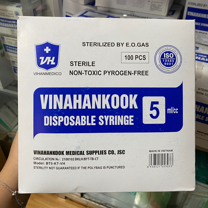 (Hoả Tốc) Bơm tiêm, xi lanh 5cc/ml Vinahankook - hộp 100 cái | Shopee ...