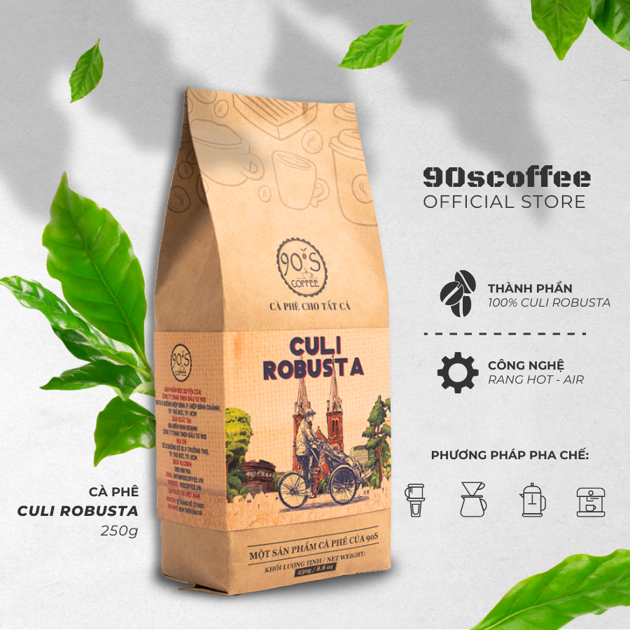 Cà Phê Culi Robusta 90S Coffee Đắng Mạnh Thơm Nồng Hậu Vị Sâu Gói 250gr ...