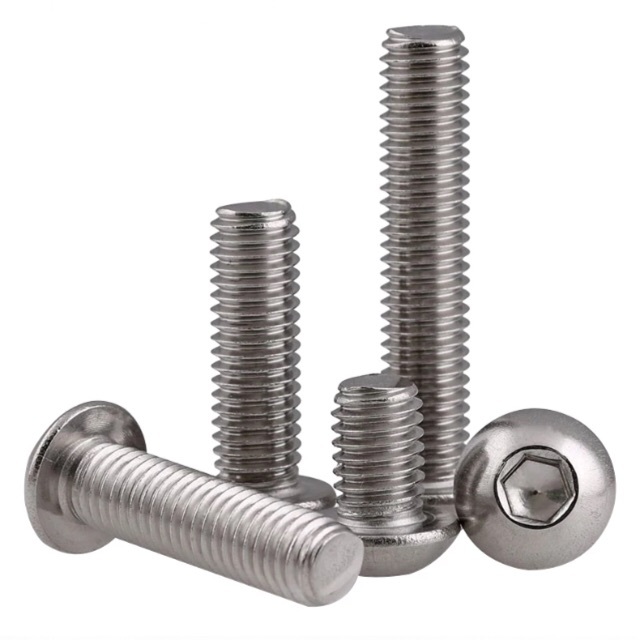 Bulong lục giác Mo (đầu tròn) INOX 304 - M10 (set 10 con) có gờ sử dụng lục giác siết hoặc mở