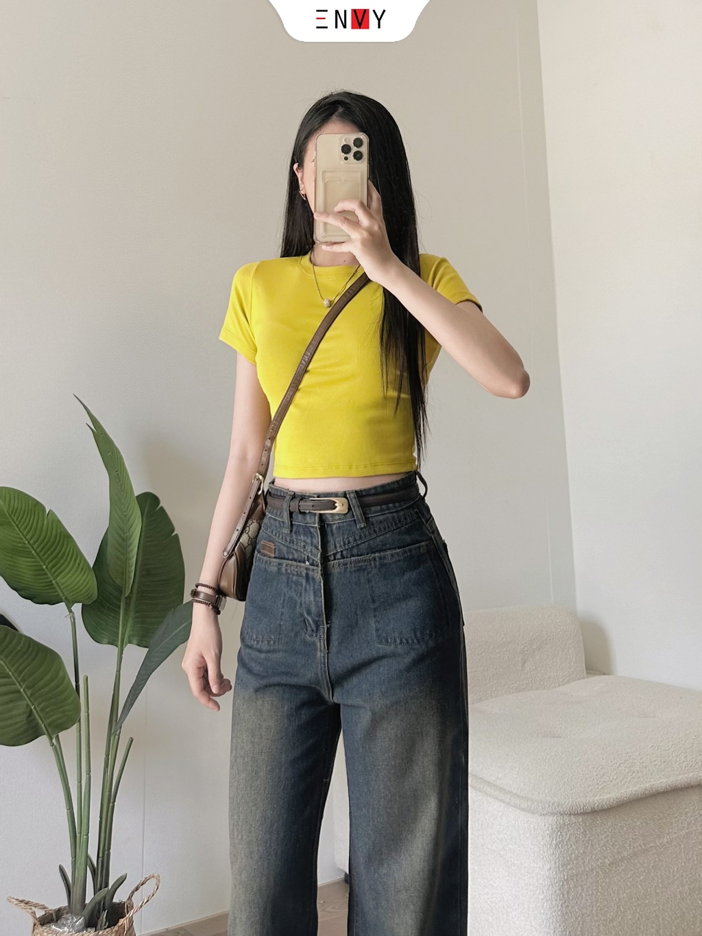 Ảnh Áo Thun Croptop Nữ Body Trơn Ngắn Tay ENVY AT227 2