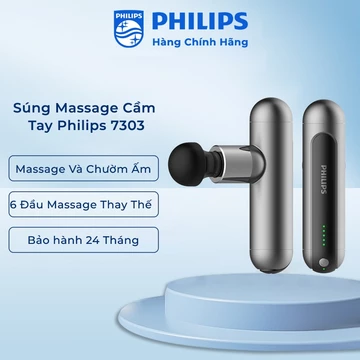 Súng Massage Cầm Tay Philips 7303 [BH 24T] Máy massage cầm tay 5 chế độ, 6 đầu massage chuyên dụng