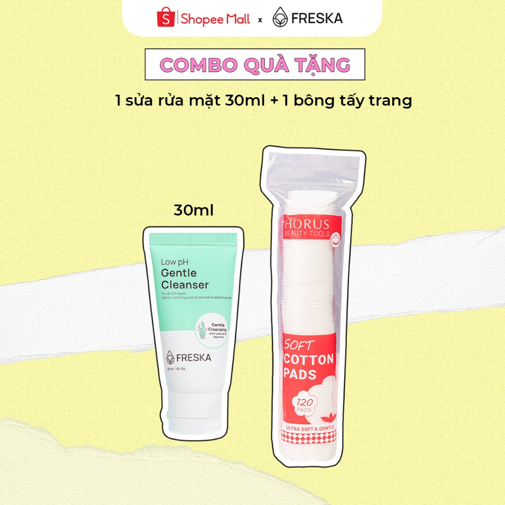 Ảnh Combo quà tặng 1 Sữa rửa mặt Freska LowpH Gentle Cleanser 30ml + 1 Bông tẩy trang 1