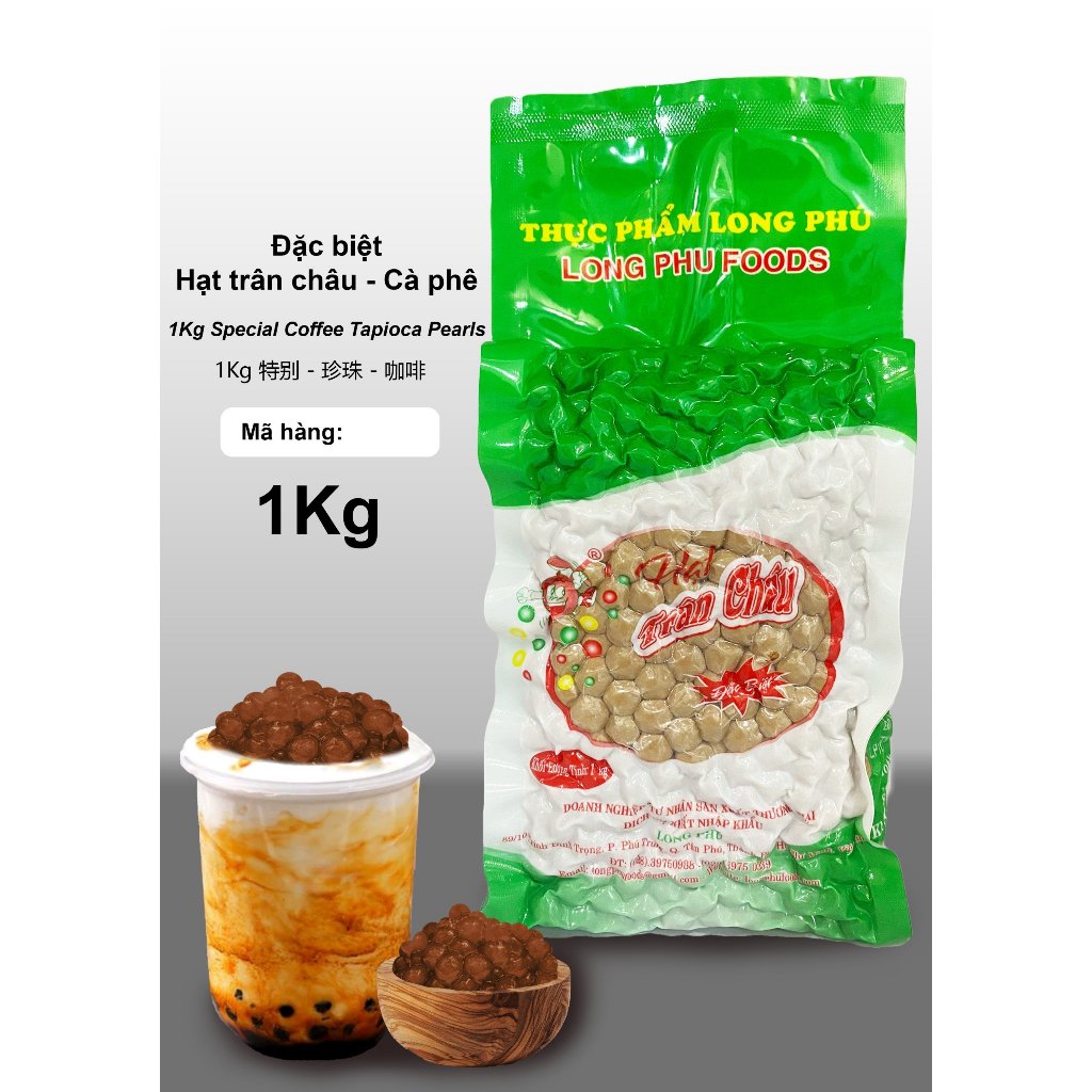 Trân Châu Đặc Biệt Size Trung Long Phú Gói 1kg Nhiều Hương Vị - Topping Nguyên Liệu Trà Sữa