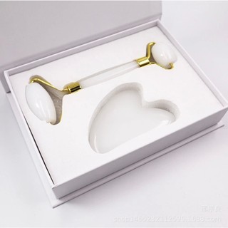 Combo Đá Guasha Kèm Cây Lăn Bằng Đá Thạch Anh Giúp Nâng Cơ Săn Chắc Da Giúp Da Căng Bóng Tự Nhiên