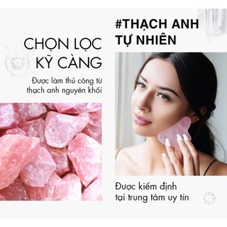 Combo Đá Guasha Kèm Cây Lăn Bằng Đá Thạch Anh Giúp Nâng Cơ Săn Chắc Da Giúp Da Căng Bóng Tự Nhiên