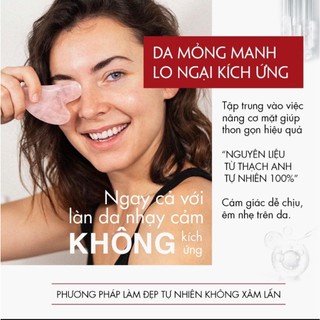 Combo Đá Guasha Kèm Cây Lăn Bằng Đá Thạch Anh Giúp Nâng Cơ Săn Chắc Da Giúp Da Căng Bóng Tự Nhiên