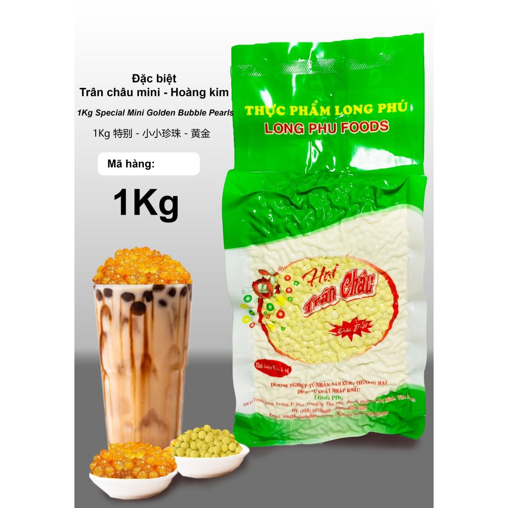 Trân Châu Mini Đặc Biệt (Trân Châu Hạt Tiêu) các vị LONG PHÚ gói 1kg - Topping Nguyên Liệu Trà Sữa