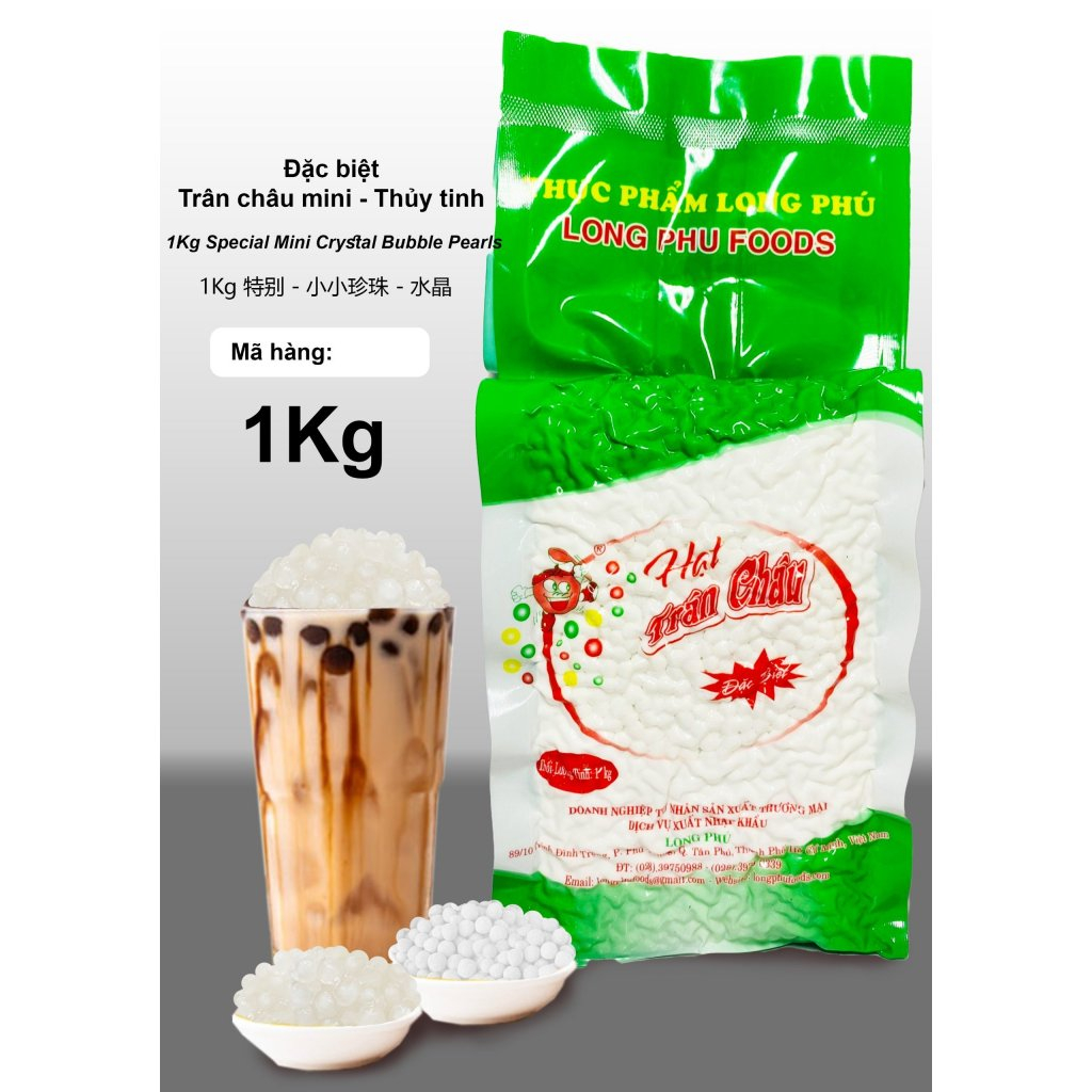 Trân Châu Mini Đặc Biệt (Trân Châu Hạt Tiêu) các vị LONG PHÚ gói 1kg - Topping Nguyên Liệu Trà Sữa