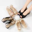 Sandal đế xuồng KOSU 8cm đính sequin K-24011, Sandal hở mũi siêu nhẹ, chống thấm nước, trơn trượt