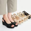 Sandal đế xuồng KOSU 8cm đính sequin K-24011, Sandal hở mũi siêu nhẹ, chống thấm nước, trơn trượt