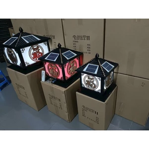 Trụ cổng chữ phúc năng lượng mặt trời kèm đui đèn điện lưới, bảo hành 12 tháng, sáng đẹp bền lâu.