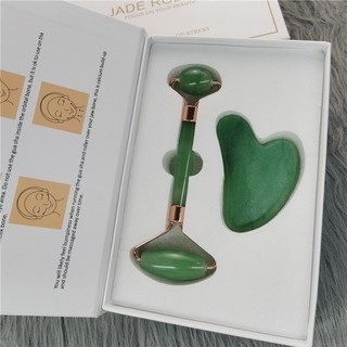 Bộ Đá Guasha Kèm Cây Lăn Bằng Đá Tự Nhiên Cao Cấp Hàng Chính Hãng - Bộ Đá Massage Thư Giãn Giúp Trẻ Hóa Da Nâng Cơ Da