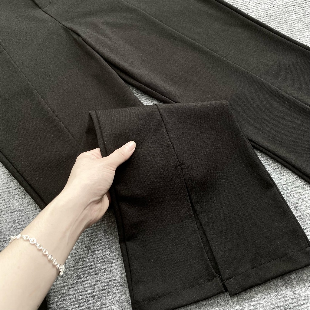 Quần Ống Loe Xẻ Tà Bigsize Nữ Cạp Cao Lưng Chun Dáng Dài Chất Vải Umi Mềm Mại Q518