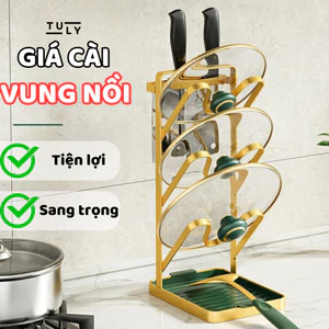 Kệ úp vung, giá cái vung nồi đa năng chết liệu thép cacbon không gỉ kèm khay hứng TULY SHOP