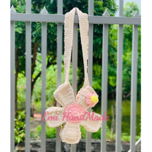 Túi hoa 5 cánh to - Túi len nhung đũa - Túi handmade - Diy