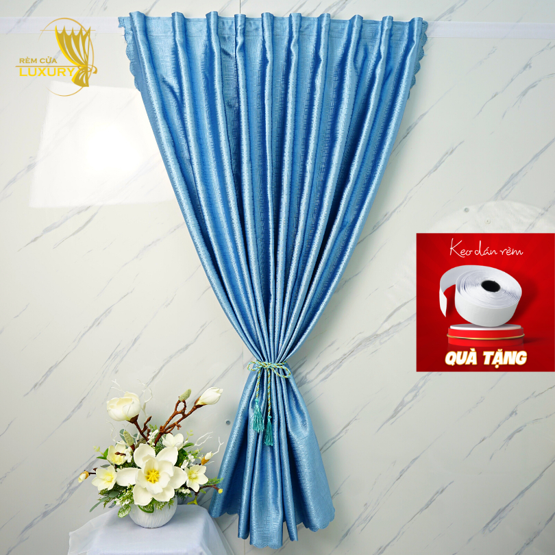 Rèm cửa dán tường, rèm cửa sổ 1 lớp màu xanh biển dịu mát | Shopee Việt Nam