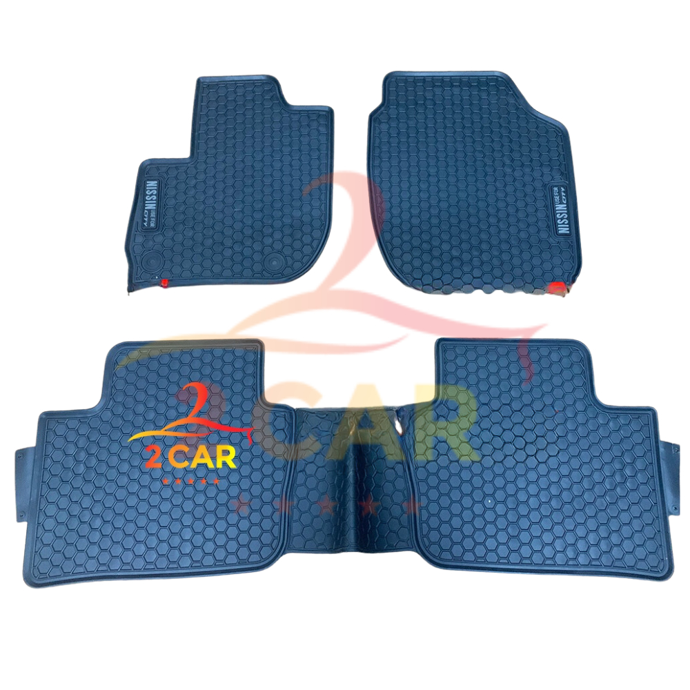 Thảm LÓT SÀN CAO SU xe Honda City 2015- 2022, 2023,2024 Hàng Cao su theo xe cao cấp, Mẫu Nissin tổ ong chữ trắng