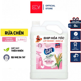 Nước rửa chén gift 3.8kg hương Cám gạo Collagen ( Tiết kiệm)