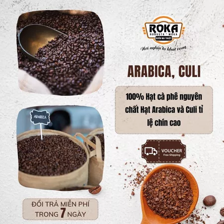 1kg Hạt Cà Phê Rang 100% Arabica Dầu (Cầu Đất), Hạt Culi Chuyên Dụng Pha Máy, Pha Cold Brew