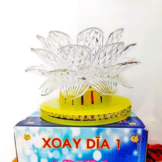 1 cây đèn sen xoay dĩa 1 có LED nhiều màu, chất liệu nhựa xi trang trí bàn thờ Decor Decor Phòng