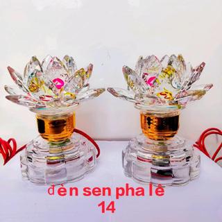 Đèn Sen Pha Lê 14 Nguyên Khối, 2 Cây, Chip LED 7 Màu, Trang Trí Phòng