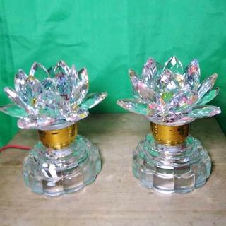 Đèn Sen Pha Lê 14 Nguyên Khối, 2 Cây, Chip LED 7 Màu, Trang Trí Phòng