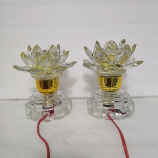 Đèn Sen Pha Lê 14 Nguyên Khối, 2 Cây, Chip LED 7 Màu, Trang Trí Phòng
