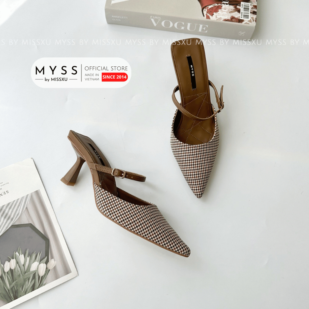 Giày cao gót nữ MYSS mũi nhọn 7cm phối dây ngang thời trang - CG239