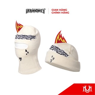 Nón trùm đầu Unisex URBAN MONKEY " Gorado Beanie Cream " Chất Liệu Len Đan Thêu 3D Phối Màu Kem