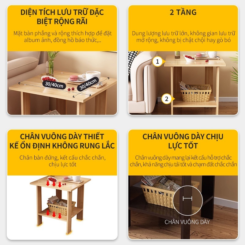 SUNNY Tủ Tab Đầu Giường 2 Tầng Để Đồ Đèn Ngủ Kệ Decor Bằng Gỗ Phủ Melamin Cao Cấp Trang Trí Phòng