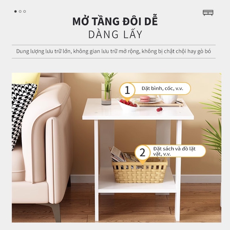 SUNNY Tủ Tab Đầu Giường 2 Tầng Để Đồ Đèn Ngủ Kệ Decor Bằng Gỗ Phủ Melamin Cao Cấp Trang Trí Phòng