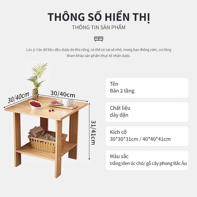 SUNNY Tủ Tab Đầu Giường 2 Tầng Để Đồ Đèn Ngủ Kệ Decor Bằng Gỗ Phủ Melamin Cao Cấp Trang Trí Phòng