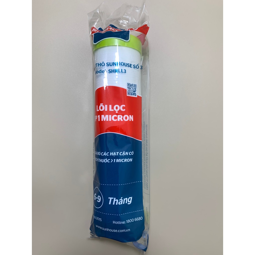 Lõi Lọc Thô Số 3 Sunhouse SHRLL3 PP 1 Micron Chính Hãng Dành Cho Máy Lọc Nước RO Sử Dụng 3 Cốc Lọc 10Inch