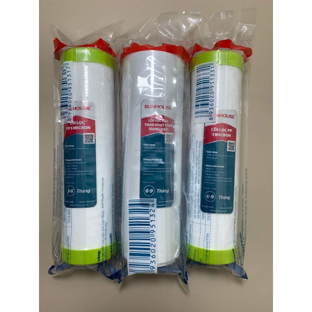 Lõi Lọc Thô Số 2 Sunhouse SHRLL2 OCB GAC Than Hoạt Tính Chính Hãng Dành Cho Máy Lọc Nước RO Sử Dụng 3 Cốc Lọc 10Inch