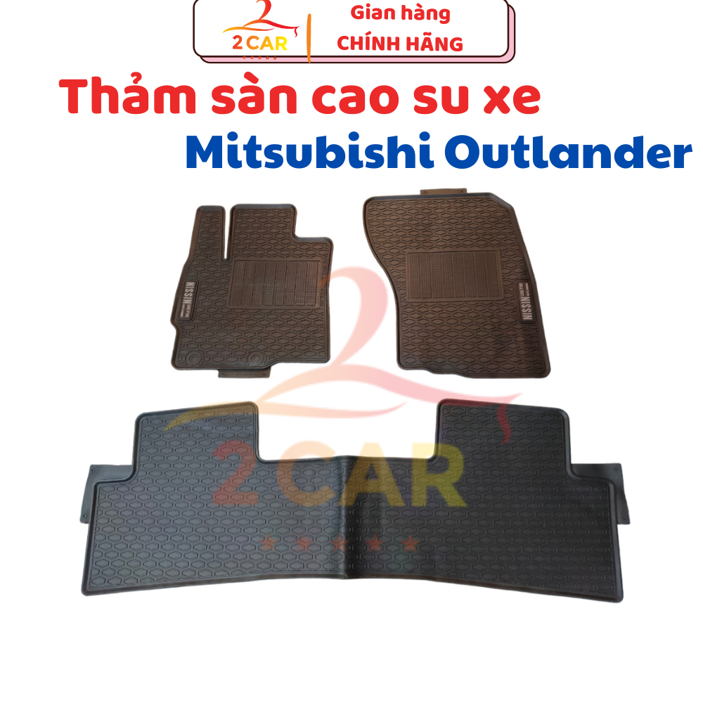 Thảm sàn, LÓT SÀN CAO SU Xe Mitsubishi Outlander 2018- 2023,2024+ mẫu NISSIN quả trám - chuẩn form theo xe, không mùi