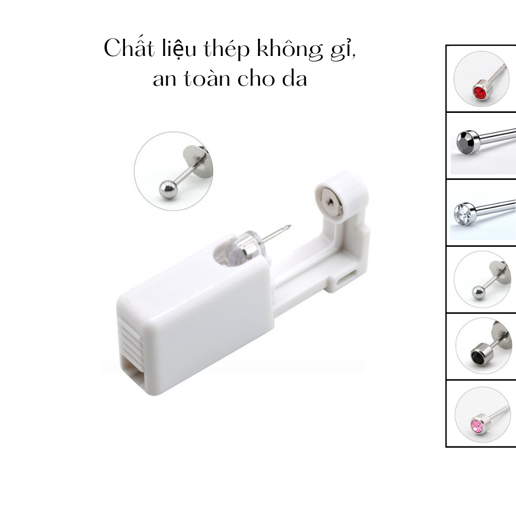 Bấm lỗ tai, dụng cụ bấm khuyên tai tại nhà dùng 1 lần cho nam và nữ ( tặng kèm bông tẩm cồn )