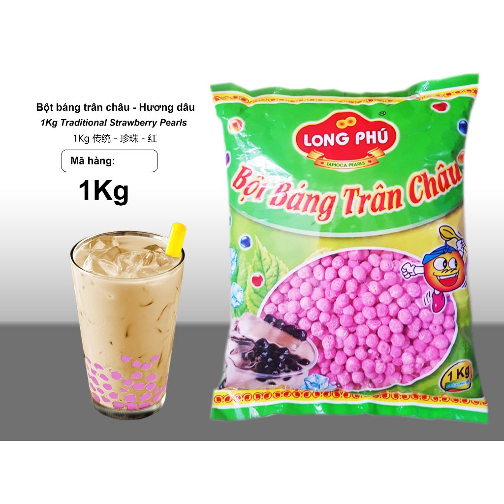 Bột Báng Trân Châu Size Trung LONG PHÚ Gói 1kg Có Nhiều Vị - Topping Nguyên Liệu Làm Trà Sữa