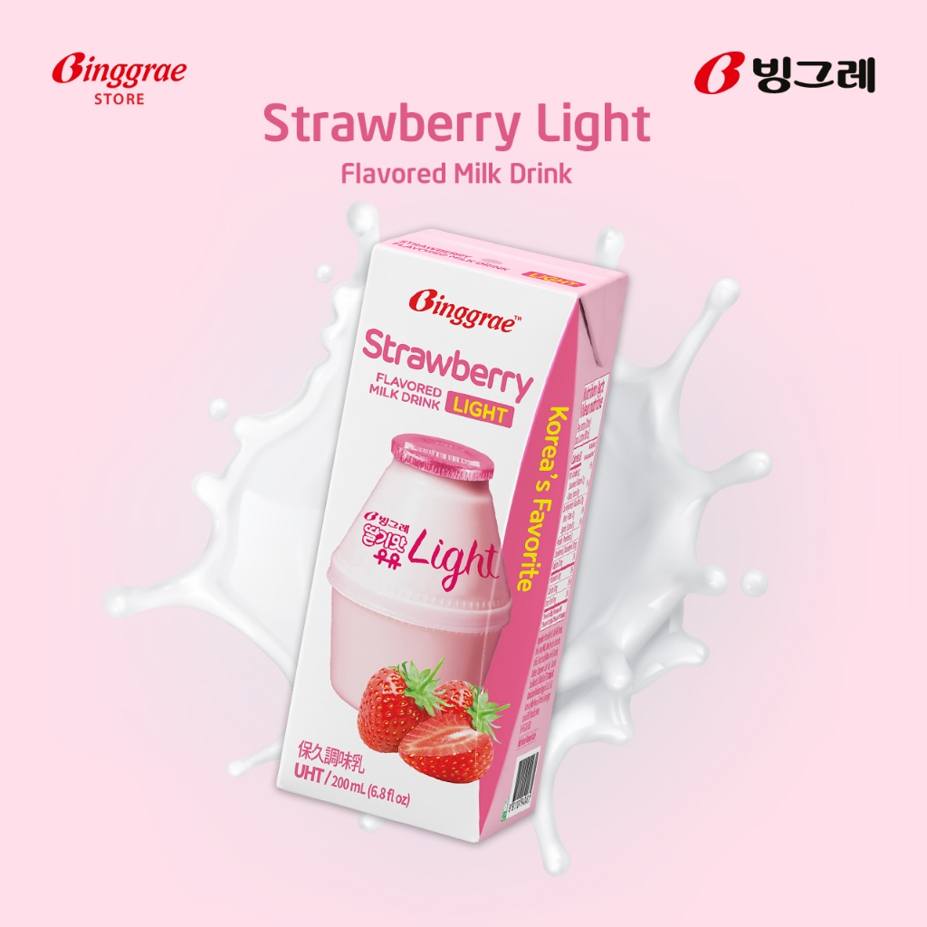 Lốc Sữa Dâu Ít Đường Hàn Quốc Binggrae Strawberry Low Sugar Milk (200ml x 6  hộp)