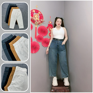 Quần jean ống rộng dáng dài bigsize nữ dáng baggy màu xanh navy dễ phối đồ lưng cao dành cho nàng chuppy xinh xắn - J8