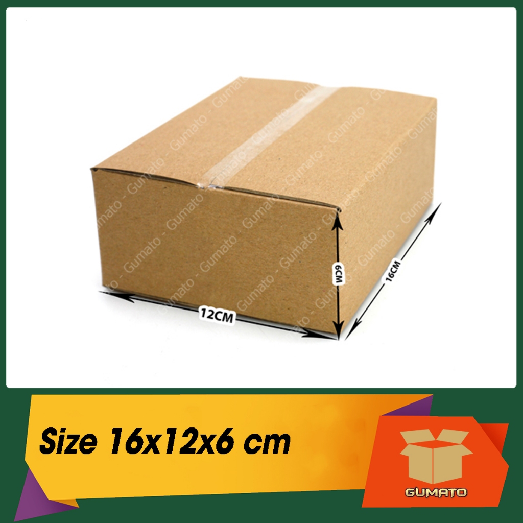 Size 16x12x6 cm, hộp giấy thùng carton gói hàng tại Gumato (Mã số P32)