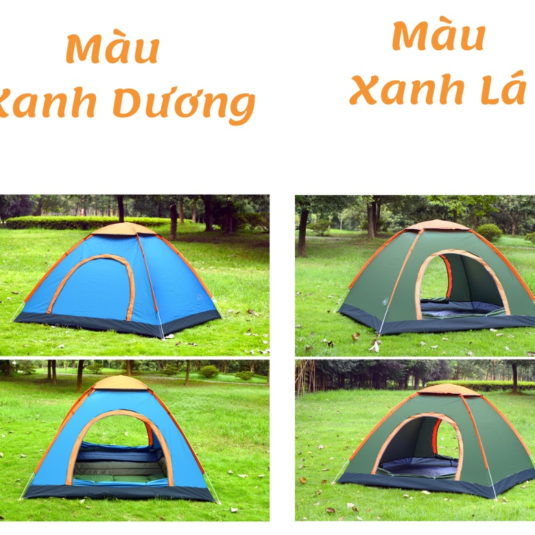 [Hàng Chuẩn - 2 Cửa - 2 Lớp] Lều Cắm Trại Tự Bung 3 - 4 Người, Lều Dã Ngoại Cỡ Lớn, Lều Phượt Du Lịch Tự Bung