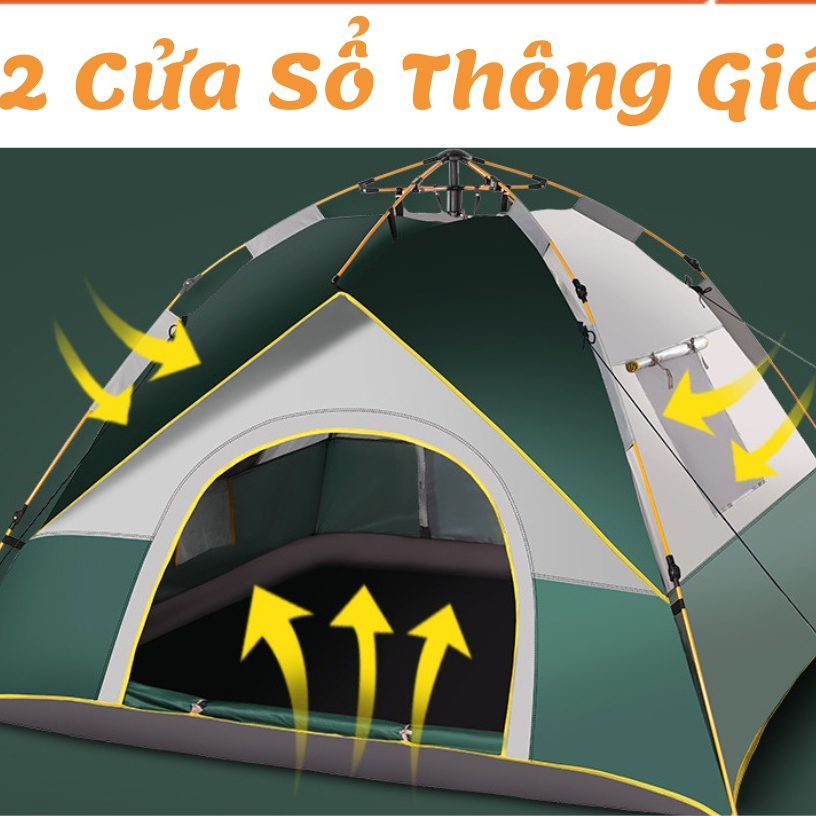 [Hàng Chuẩn - 2 Cửa - 2 Lớp] Lều Cắm Trại Tự Bung 3 - 4 Người, Lều Dã Ngoại Cỡ Lớn, Lều Phượt Du Lịch Tự Bung