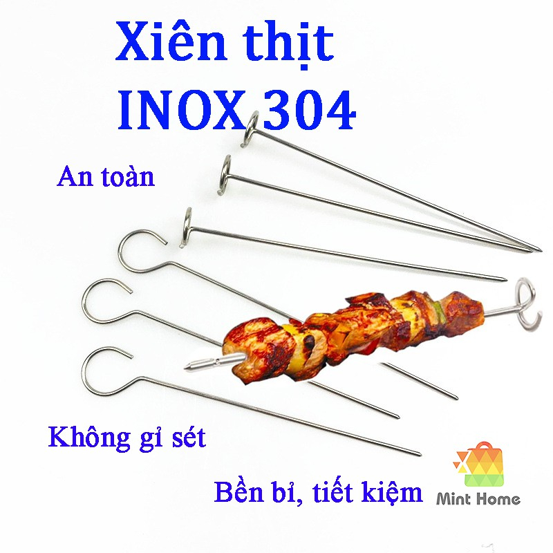 COMBO 10 Xiên nướng thịt ướp sốt inox 304 Que nướng BBQ | Shopee Việt Nam