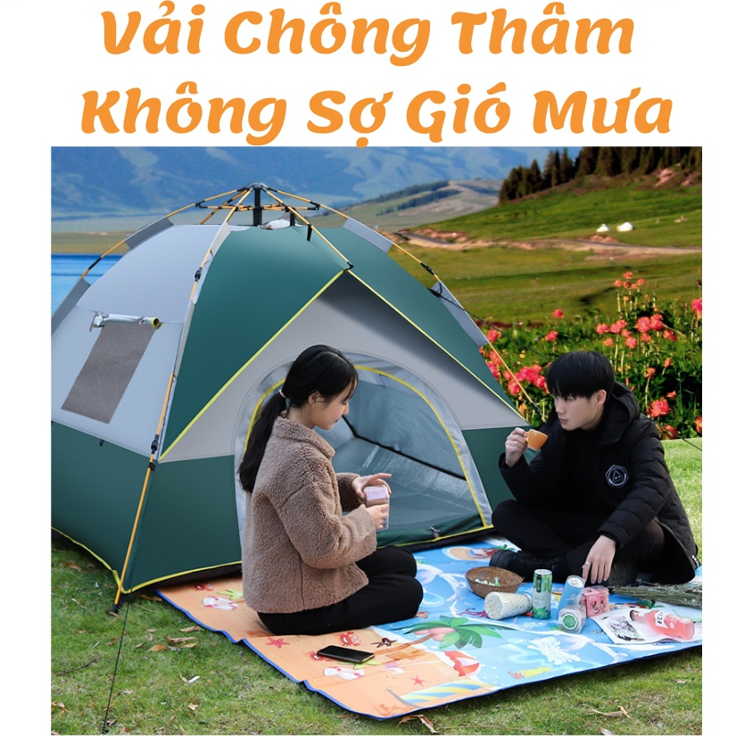 [Hàng Chuẩn - 2 Cửa - 2 Lớp] Lều Cắm Trại Tự Bung 3 - 4 Người, Lều Dã Ngoại Cỡ Lớn, Lều Phượt Du Lịch Tự Bung