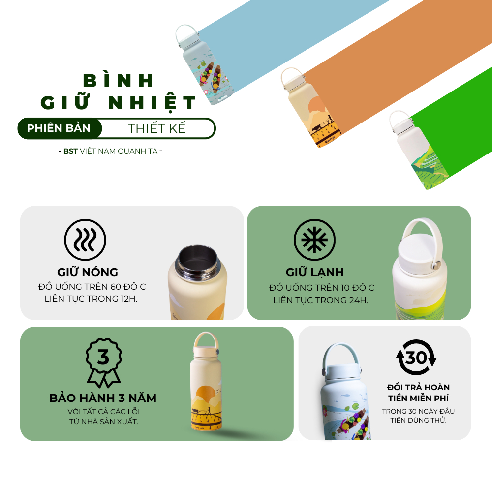 Ảnh Bình giữ nhiệt EcoFlask 550ml/1000ml thiết kế hoạ tiết Chợ Nổi - Bình giữ nhiệt cao cấp chính hãng, inox 304 4