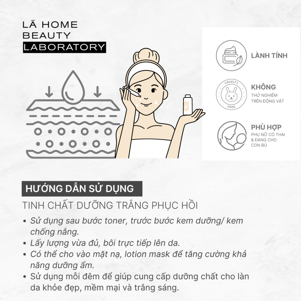 Tinh Chất Thảo Dược Giảm Thâm & Dưỡng Trắng Da - Lá Home 50ml